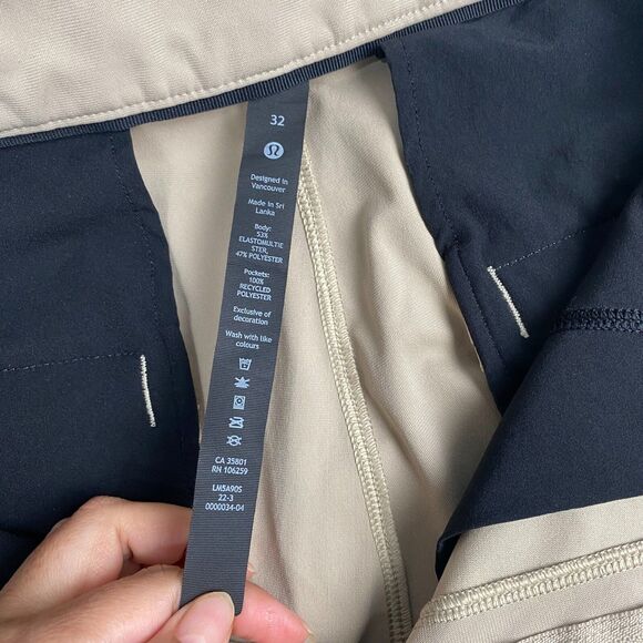 Lululemon Pants Mens 32 Beige Chinos ABC Commuter Gusseted Crotch Active Yoga - Picture 3 of 11